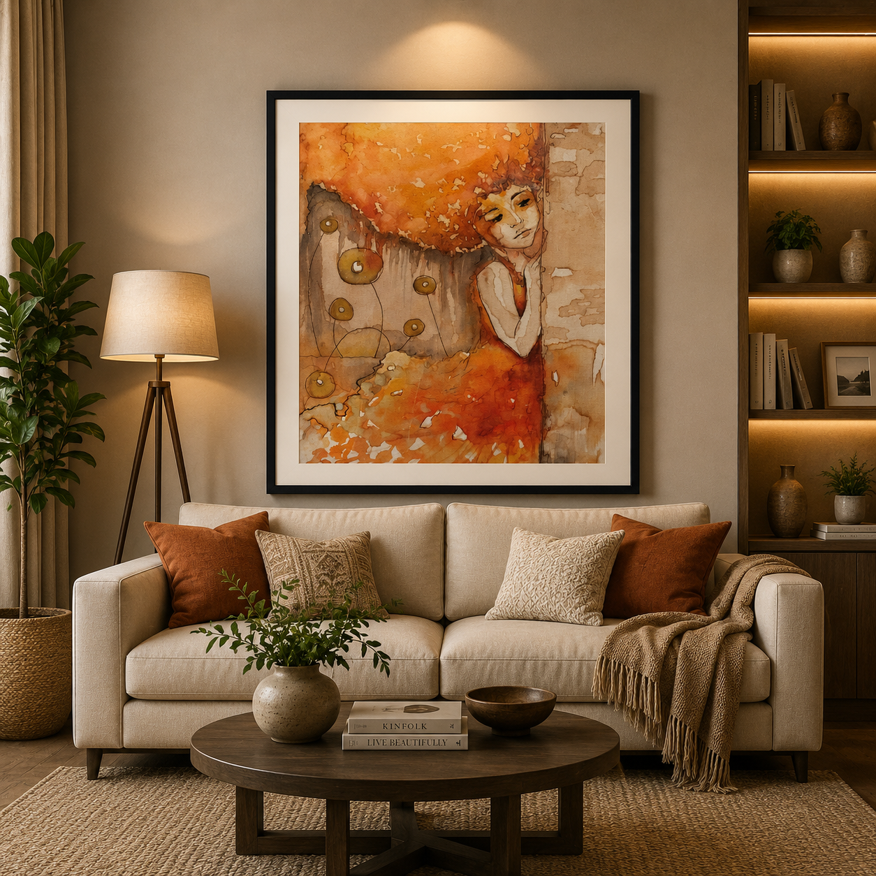 Abstract Watercolor Girl Wall Art Frame – Modern Artistic Canvas Decor