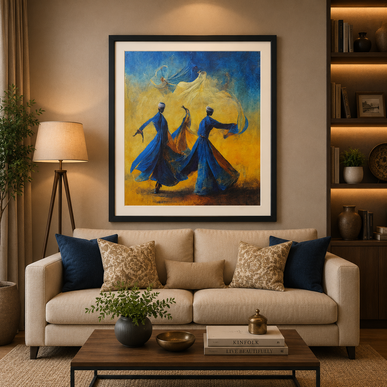 Whirling Dervish Sufi Wall Art Frame – Islamic Spiritual Dance Canvas Decor