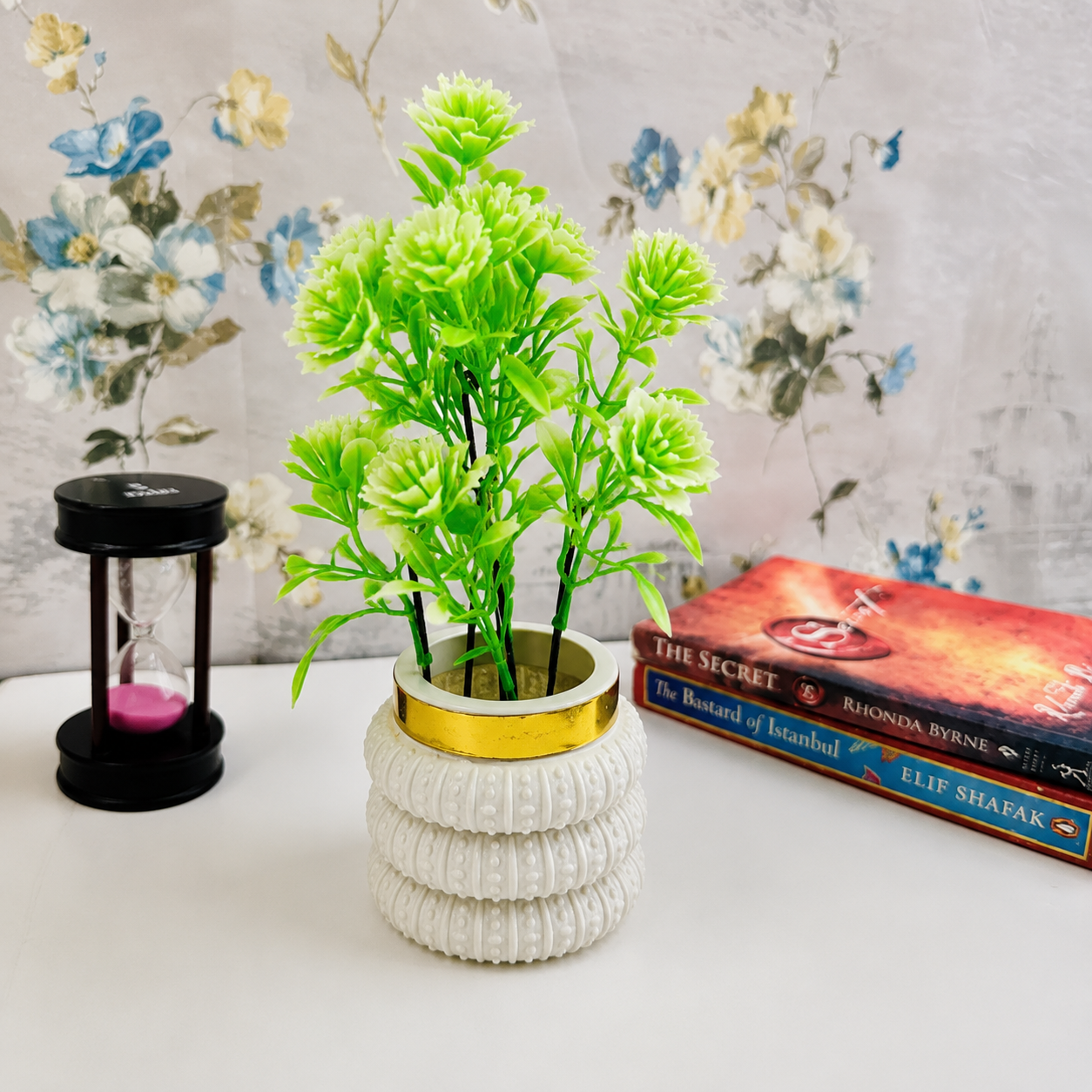 Artificial Flower Plant in Decorative White Pot | Faux Floral Arrangement for Home Decor
