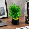Artificial Green Desk Plant in Black Pot | Modern Tabletop Home Decor