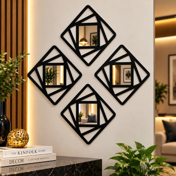 4 Piece Geometric Wall Mirror Set