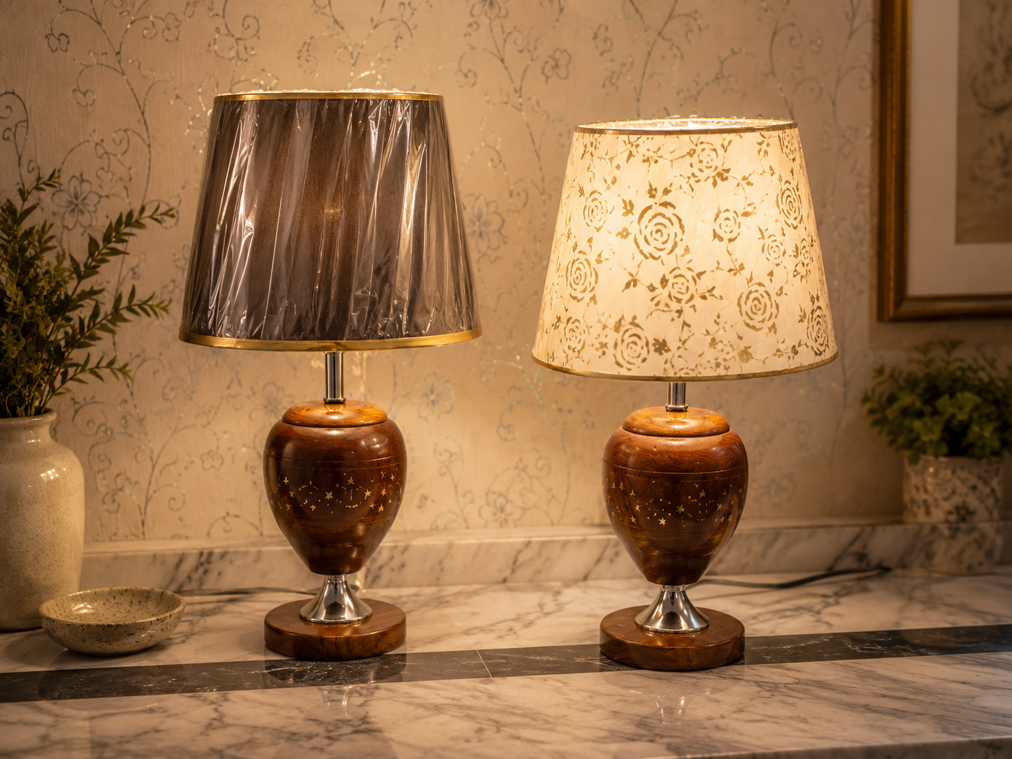 Handcrafted Wooden Table Lamp | Premium Decorative Bedside & Living Room Lamp