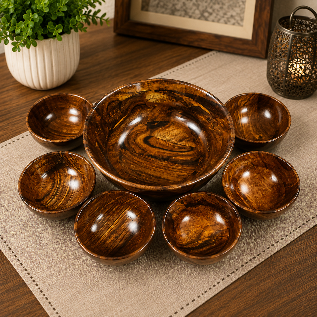 Luxury Metal Decorative Bowl Set | Copper Finish Fruit Bowl & Table Centerpiece for Home Decor