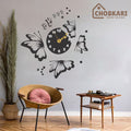 Butterflies with Round Wall Clock – Modern Butterfly Wall Art Decor