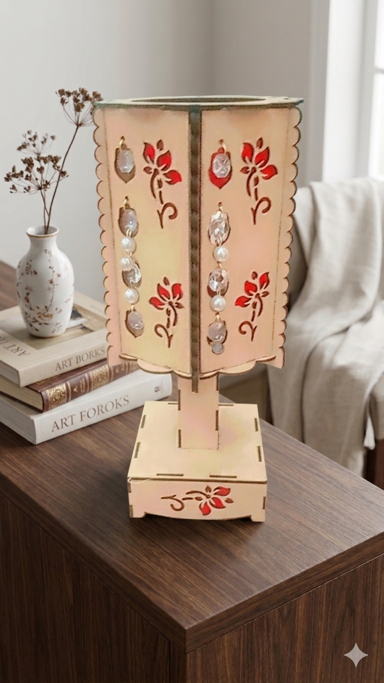 Floral Elegance Custom Wooden Table Lamp