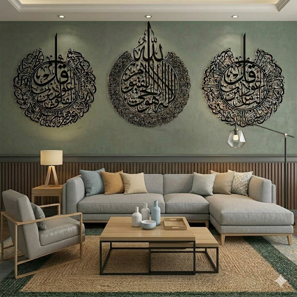 Set Of 3 Ayatul Kursi, Surah al-Nas And Surah al-Falaq Wooden