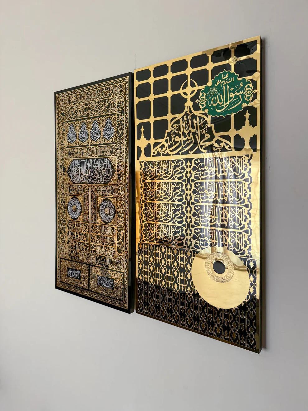 Makkah Kiswah Kaaba Door & Madina Roza Rasool SAW Jali Islamic Wall Art