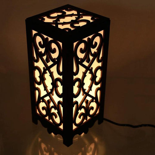 Baroque Wooden Table Lamp – Decorative Laser Cut Lantern for Home Decor