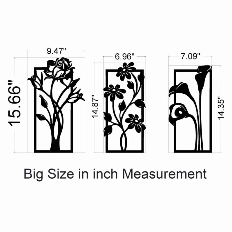 Modern Floral Wall Art Panels – 3 Piece Flower Wall Decor for Living Room