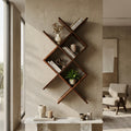 Modern Zigzag Wooden Display Shelf | Geometric Decorative Book Rack | Freestanding Storage Organizer for Living Room, Office & Bedroom WS 0108