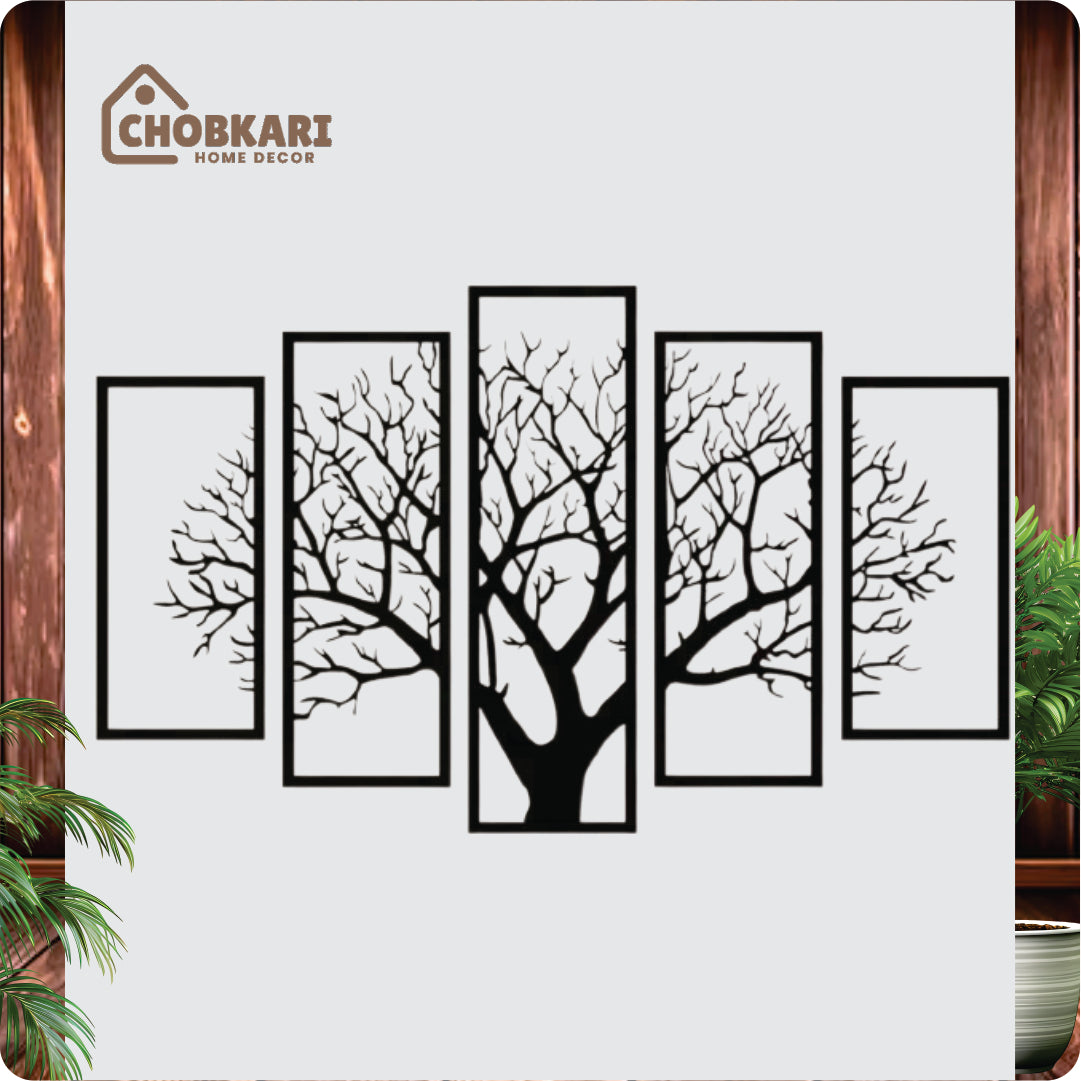 Five Frames Tree Wall Art – Modern 3D Tree Wall Decor Set