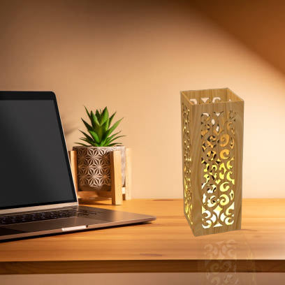 Laser Cut Wooden Table Lamp – Modern Decorative Wooden Lantern