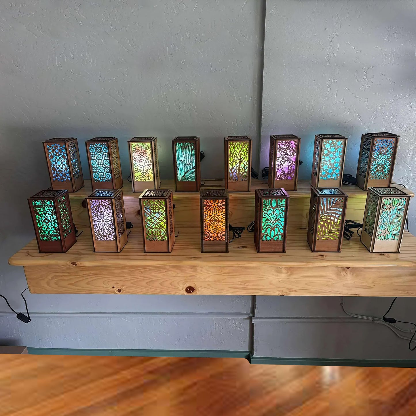 Table Lamp Unique Style Laser Cut on Wood