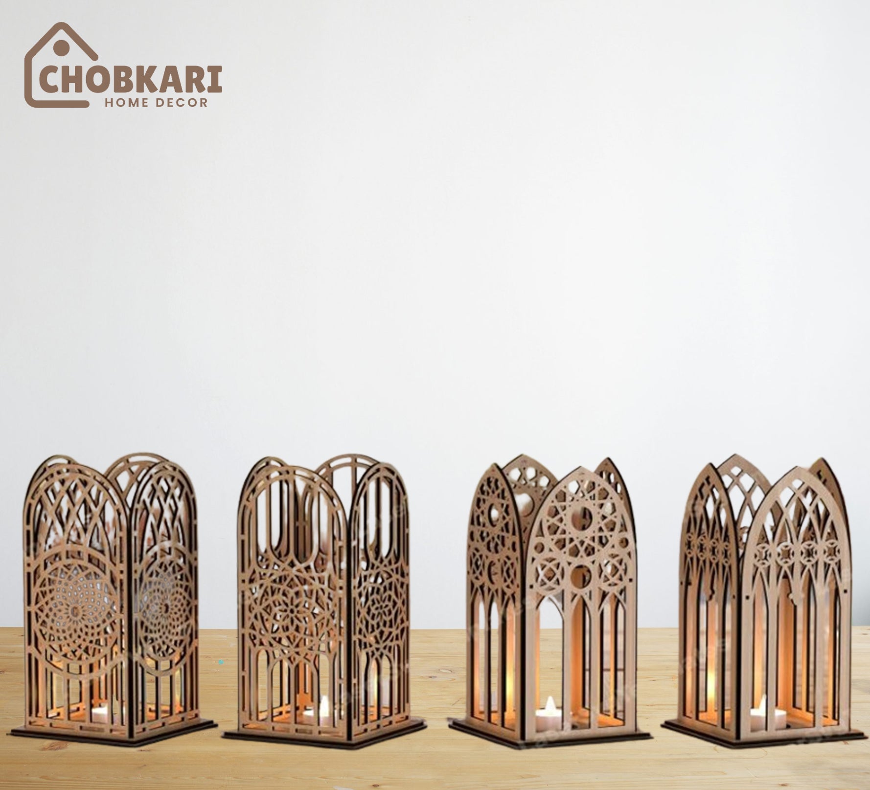 Wooden Arch Table Lamp – Islamic Geometric Decorative Lantern