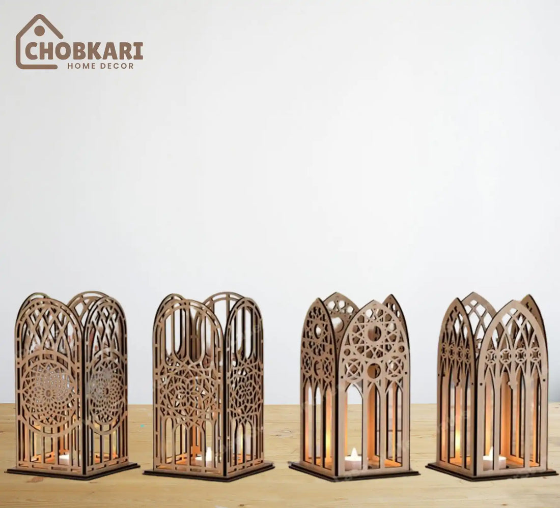 Wooden Arch Table Lamp – Islamic Geometric Decorative Lantern