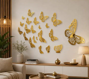 Acrylic Mirror Butterflies Wall Decor – 3D Butterfly Mirror Art Set