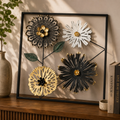 Luxury Metal Floral Wall Art Frame – Modern 3D Gold Flower Wall Décor