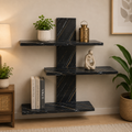 Modern Black Marble Wall Mounted Wooden Shelf | 3-Tier Floating Display Shelf | Decorative Wall Organizer for Living Room, Bedroom & Office WS 0110